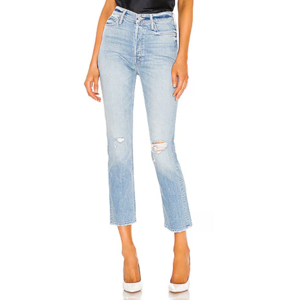 MOTHER Light Wash Straight Leg Jeans - Pale Blue